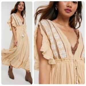Free People BALI WILL WAIT FOR YOU MIDI DRESS SIZE XSMALL NWT